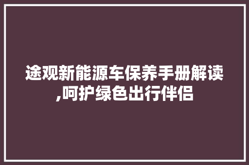 途观新能源车保养手册解读,呵护绿色出行伴侣