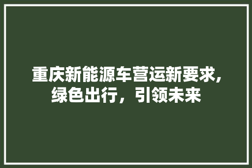 重庆新能源车营运新要求,绿色出行，引领未来