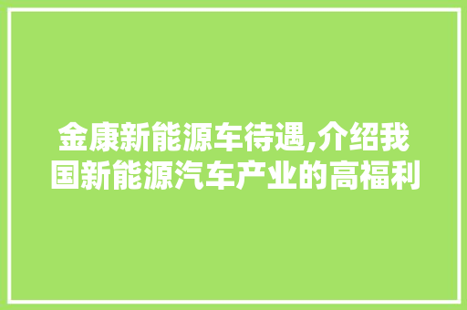 金康新能源车待遇,介绍我国新能源汽车产业的高福利政策 车身配件