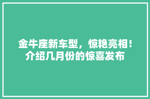 金牛座新车型，惊艳亮相！介绍几月份的惊喜发布