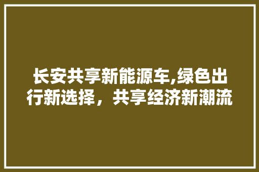 长安共享新能源车,绿色出行新选择，共享经济新潮流