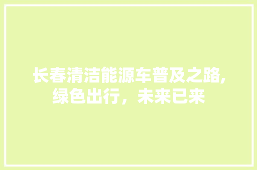 长春清洁能源车普及之路,绿色出行，未来已来