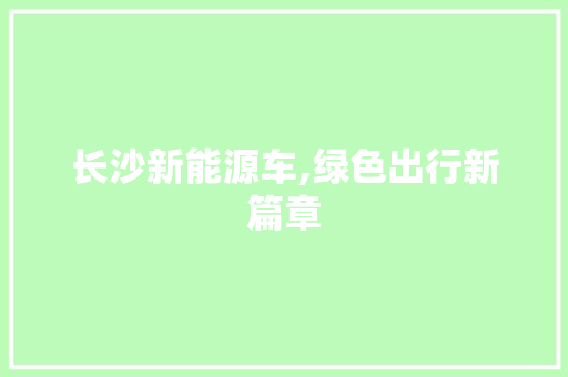 长沙新能源车,绿色出行新篇章