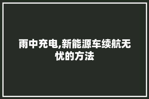 雨中充电,新能源车续航无忧的方法