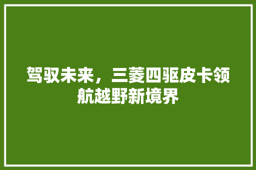 驾驭未来，三菱四驱皮卡领航越野新境界