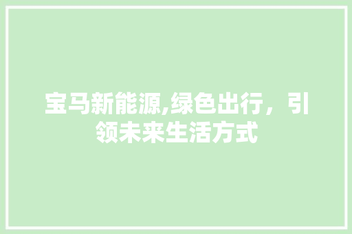 宝马新能源,绿色出行，引领未来生活方式