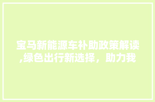 宝马新能源车补助政策解读,绿色出行新选择，助力我国汽车产业转型升级