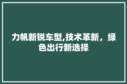 力帆新锐车型,技术革新，绿色出行新选择