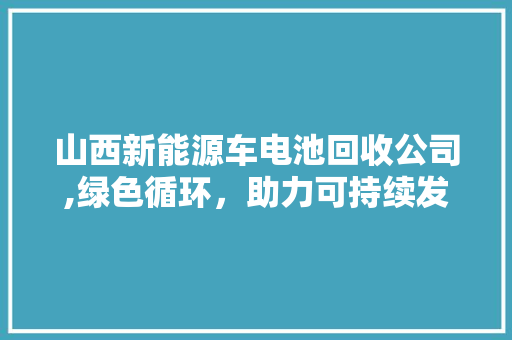 山西新能源车电池回收公司,绿色循环，助力可持续发展