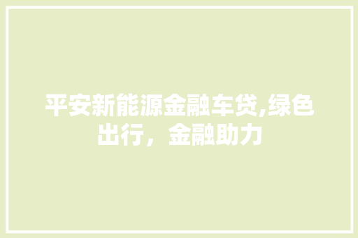 平安新能源金融车贷,绿色出行，金融助力