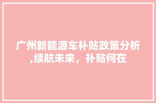 广州新能源车补贴政策分析,续航未来，补贴何在
