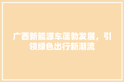 广西新能源车蓬勃发展，引领绿色出行新潮流 底盘配件