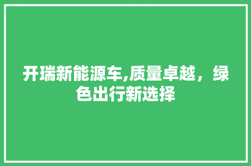 开瑞新能源车,质量卓越，绿色出行新选择