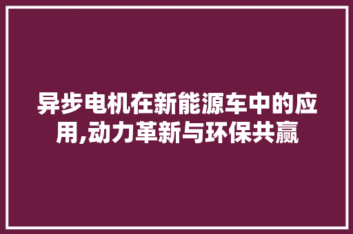 异步电机在新能源车中的应用,动力革新与环保共赢