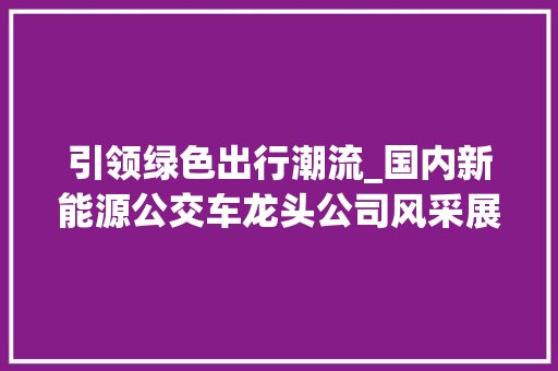 引领绿色出行潮流_国内新能源公交车龙头公司风采展示 新能源汽车