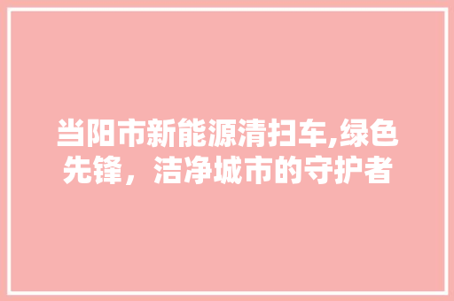 当阳市新能源清扫车,绿色先锋，洁净城市的守护者