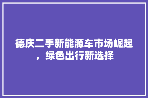 德庆二手新能源车市场崛起，绿色出行新选择