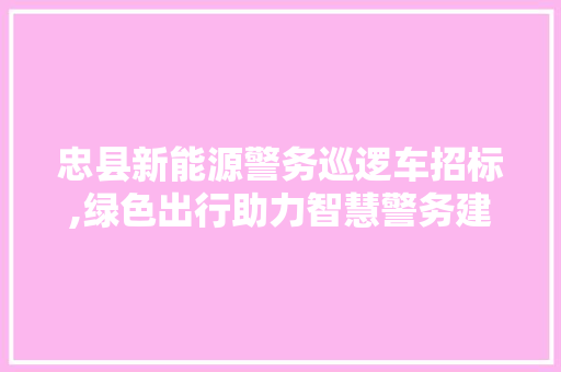 忠县新能源警务巡逻车招标,绿色出行助力智慧警务建设