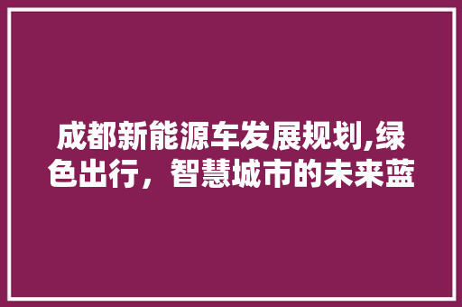成都新能源车发展规划,绿色出行，智慧城市的未来蓝图