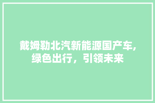 戴姆勒北汽新能源国产车,绿色出行，引领未来