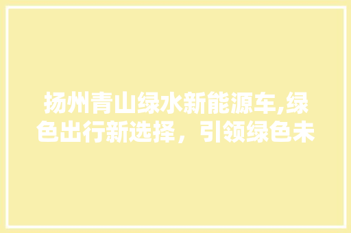 扬州青山绿水新能源车,绿色出行新选择，引领绿色未来