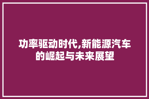 功率驱动时代,新能源汽车的崛起与未来展望