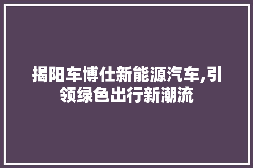 揭阳车博仕新能源汽车,引领绿色出行新潮流