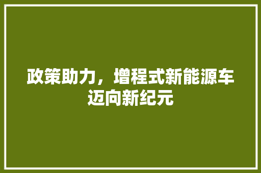 政策助力，增程式新能源车迈向新纪元