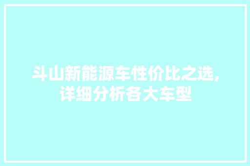 斗山新能源车性价比之选,详细分析各大车型