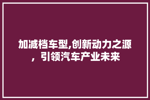 加减档车型,创新动力之源，引领汽车产业未来