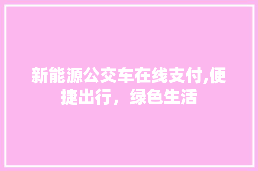 新能源公交车在线支付,便捷出行，绿色生活