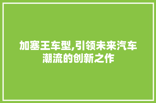 加塞王车型,引领未来汽车潮流的创新之作 底盘配件