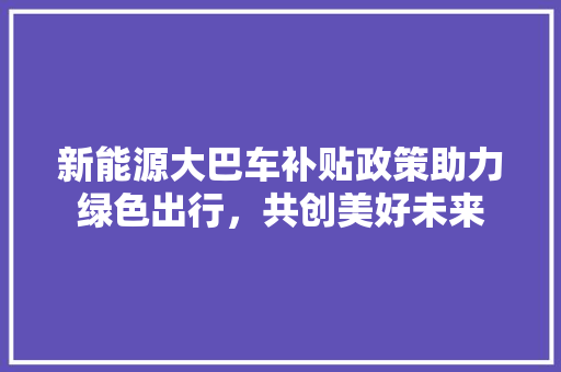 新能源大巴车补贴政策助力绿色出行，共创美好未来