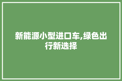 新能源小型进口车,绿色出行新选择