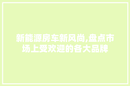 新能源房车新风尚,盘点市场上受欢迎的各大品牌