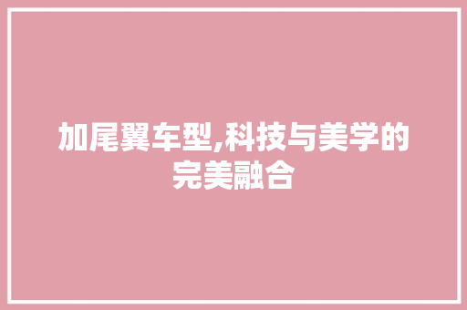 加尾翼车型,科技与美学的完美融合