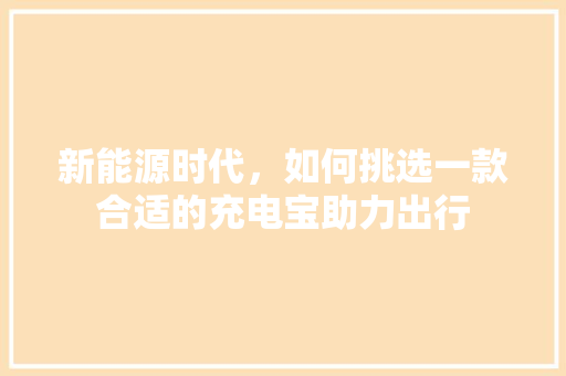 新能源时代，如何挑选一款合适的充电宝助力出行 车灯配件