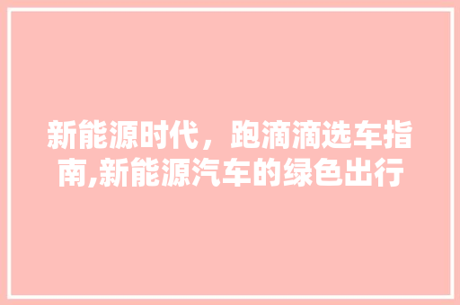 新能源时代，跑滴滴选车指南,新能源汽车的绿色出行之路