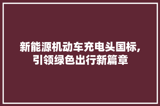 新能源机动车充电头国标,引领绿色出行新篇章 新能源汽车