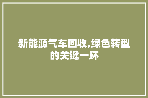 新能源气车回收,绿色转型的关键一环