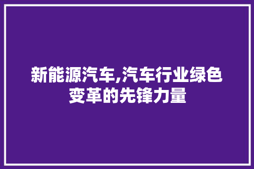 新能源汽车,汽车行业绿色变革的先锋力量