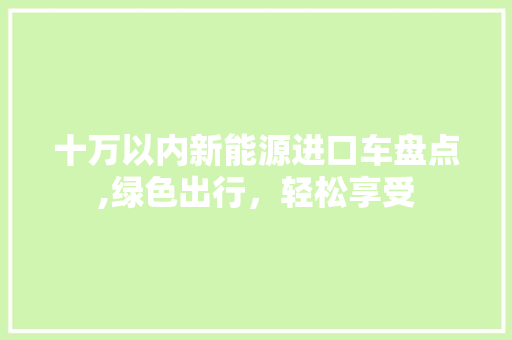 十万以内新能源进口车盘点,绿色出行，轻松享受