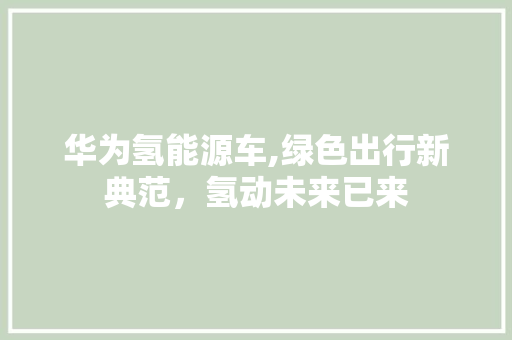 华为氢能源车,绿色出行新典范，氢动未来已来