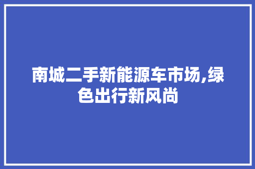 南城二手新能源车市场,绿色出行新风尚