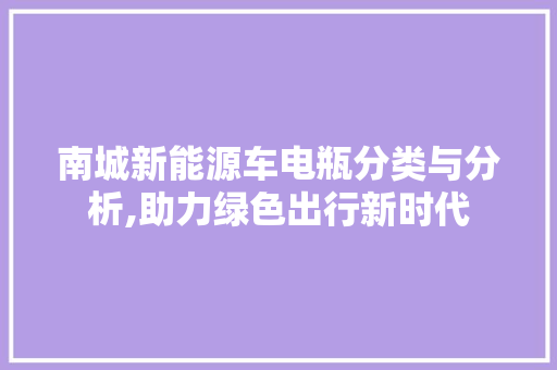 南城新能源车电瓶分类与分析,助力绿色出行新时代