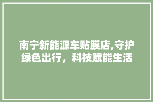 南宁新能源车贴膜店,守护绿色出行，科技赋能生活