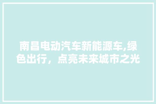 南昌电动汽车新能源车,绿色出行，点亮未来城市之光