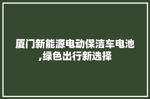 厦门新能源电动保洁车电池,绿色出行新选择