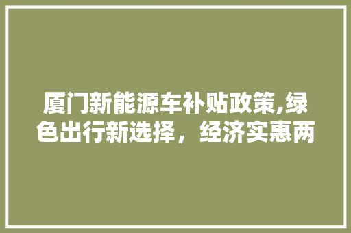 厦门新能源车补贴政策,绿色出行新选择，经济实惠两不误