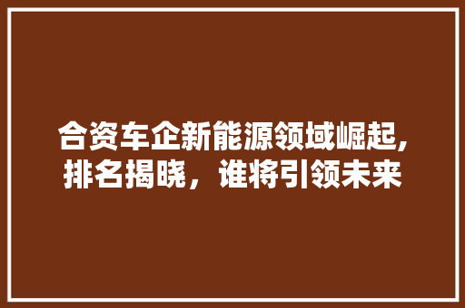 合资车企新能源领域崛起,排名揭晓，谁将引领未来